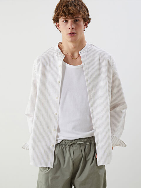 XSIDE Regular Fit Uzun Kollu Keten Karışımlı Erkek Gömlek - S5P695Z8-LE8