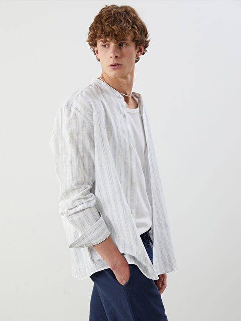 XSIDE Regular Fit Uzun Kollu Keten Karışımlı Erkek Gömlek - S5P695Z8-LEN