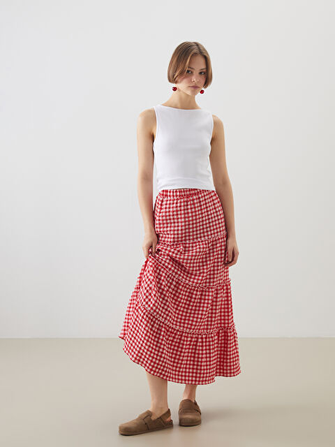 XSIDE Beli Lastikli Ekose Katkat Etek - S5P710Z8-CRT