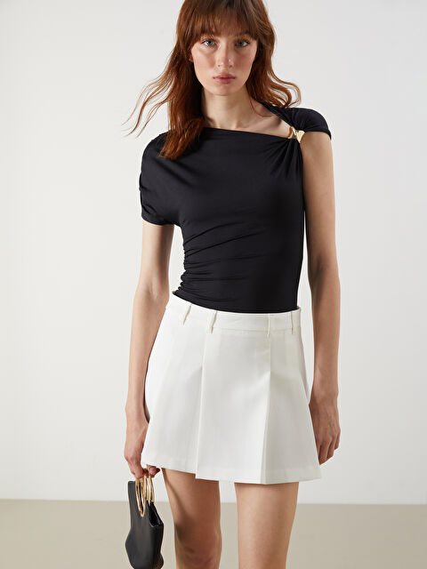 LCW Vision Kayık Yaka Büzgülü Bluz - S5P788Z8-CVL