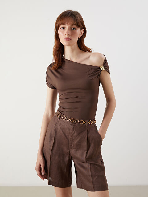 LCW Vision Kayık Yaka Büzgülü Bluz - S5P788Z8-R39