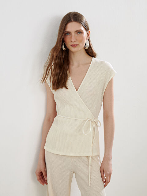 LCW Vision Kruvaze Yaka Dokulu Bluz - S5P911Z8-R9J