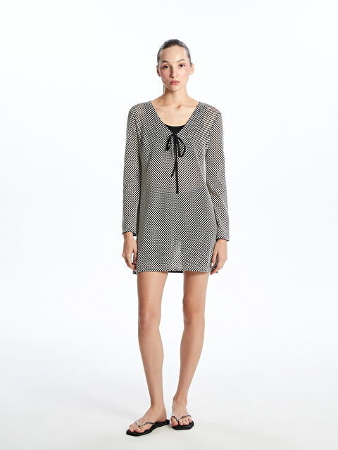 LCW DREAM V Yaka Ekose Plaj Elbisesi - S5P921Z8-LKX