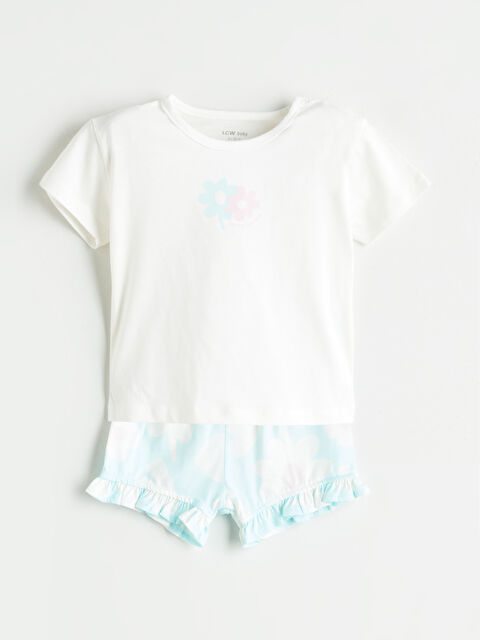 LCW baby Çiçekli Kız Bebek Tişört ve Şort 2'li - S5P924Z1-FDU