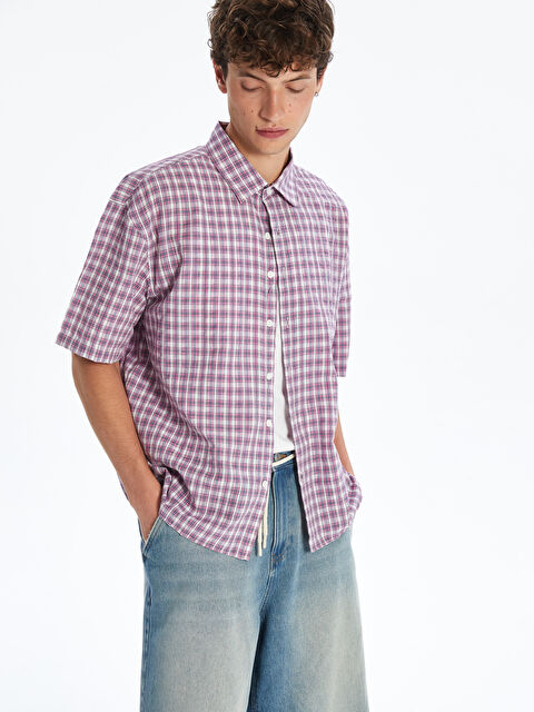 XSIDE Rahat Kalıp Kısa Kollu Ekose Erkek Gömlek - S5P931Z8-LNQ