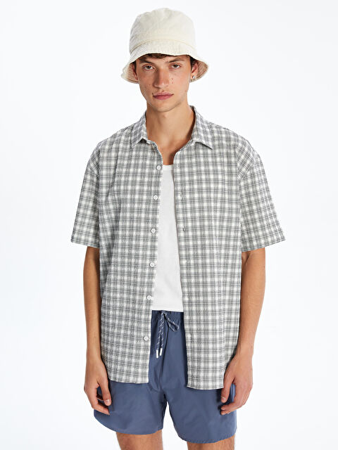 XSIDE Rahat Kalıp Kısa Kollu Ekose Erkek Gömlek - S5P938Z8-LPT