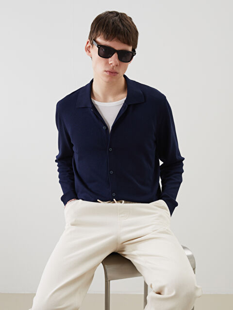 LCW Vision Standart Kalıp Ceket Yaka Erkek Triko Hırka - S5P981Z8-RFH