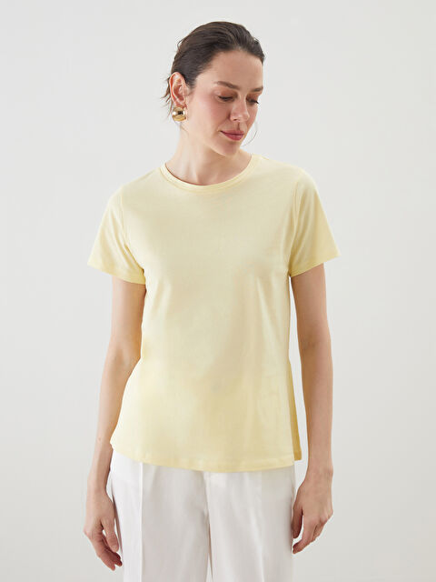 LCWAIKIKI Classic Bisiklet Yaka Kadın Tişört - S5PA60Z8-FSW