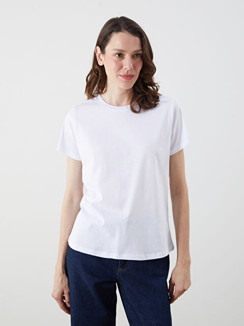 LCWAIKIKI Classic Bisiklet Yaka Kadın Tişört - S5PA60Z8-Q6K