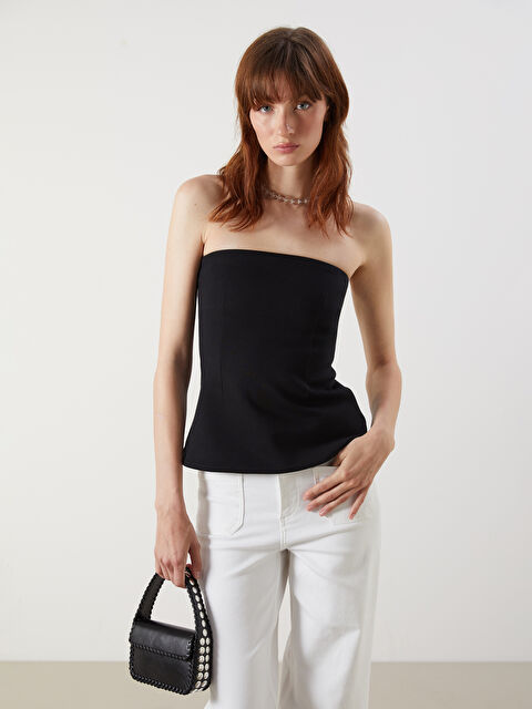 LCW Vision Straplez Yaka Peplum Bluz - S5PA96Z8-CVL