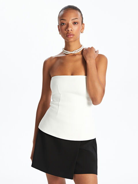 LCW Vision Straplez Yaka Peplum Bluz - S5PA96Z8-R9J