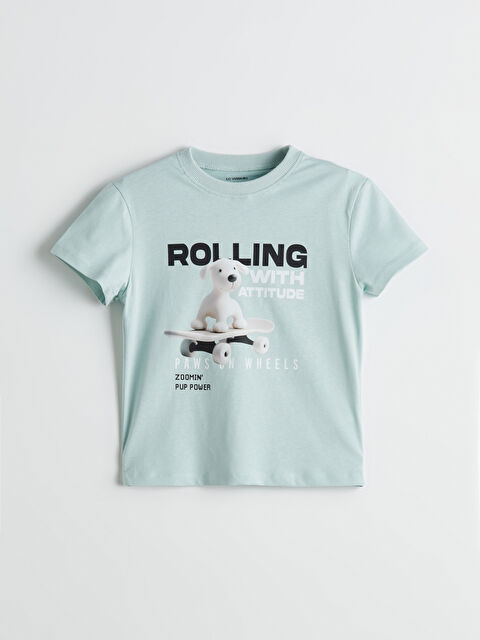 LCW Kids Bisiklet Yaka Baskılı Erkek Çocuk Tişört - S5PB05Z1-GAD