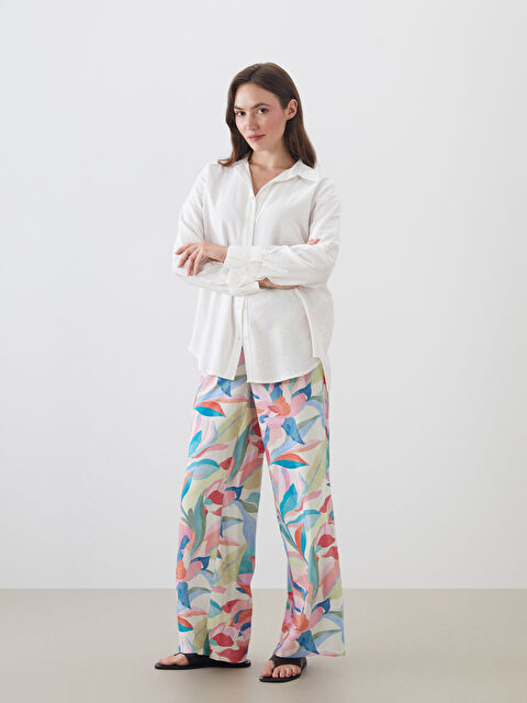 LCWAIKIKI Classic Beli Lastikli Desenli Kadın Pantolon - S5PB06Z8-F9C