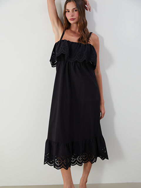 LCW Vision Ajurlu Askılı Belden Oturtmalı Poplin Elbise - S5PB36Z8-CVL