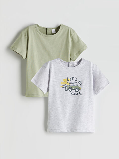 LCW baby Baskılı Pamuklu Erkek Bebek Tişört 2'li - S5PB45Z1-847