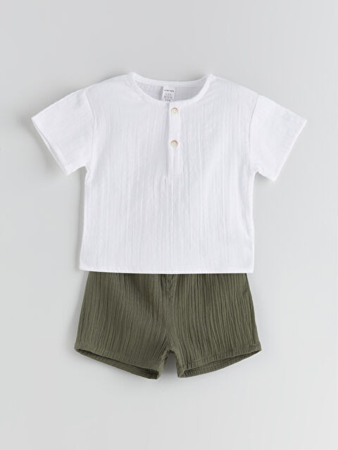 LCW baby Bisiklet Yaka Erkek Bebek Gömlek ve Şort 2'li - S5PC01Z1-R9J