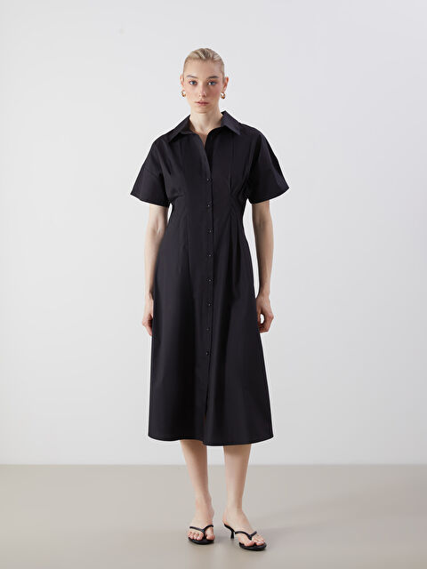 LCWAIKIKI Classic Belted Pleated Shirt Dress - S5PC37Z8-CVL