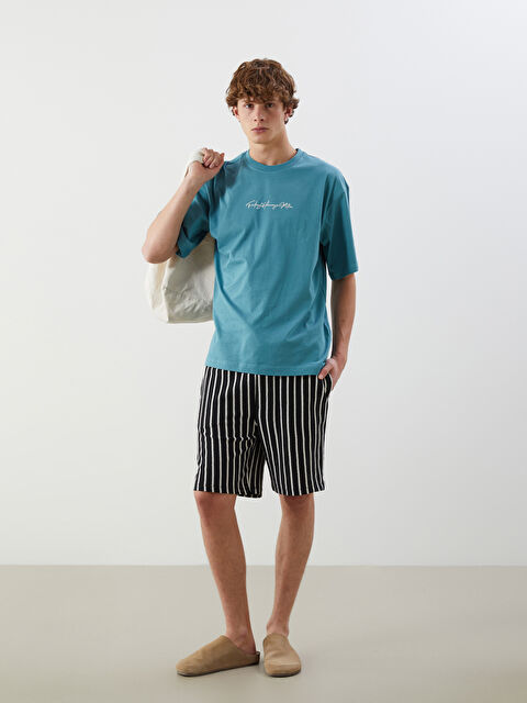 XSIDE Beli Bağlamalı Çizgili Erkek Örme Şort - S5PC48Z8-LJX