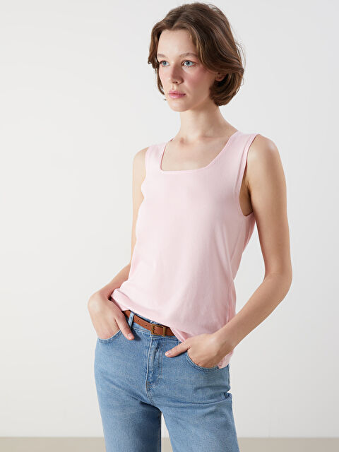 LCWAIKIKI Classic Kare Yaka Kadın Triko Atlet - S5PC78Z8-CVR