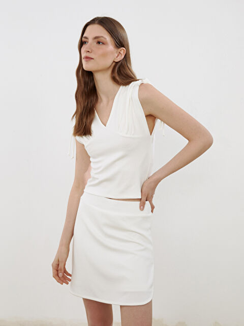 Natuvera V Yaka Büzgülü Bluz - S5PC98Z8-ZUX