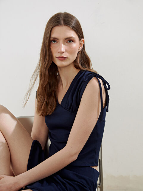 Natuvera V Yaka Büzgülü Bluz - S5PC98Z8-ZZU