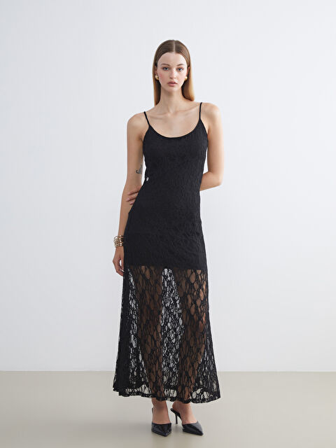 LCW Vision U Yaka Nakışlı Askılı Brode Elbise - S5PC99Z8-CVL