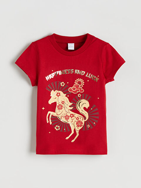 LCW Kids Bisiklet Yaka Baskılı Kız Çocuk Tişört - S5PD03Z1-R3M