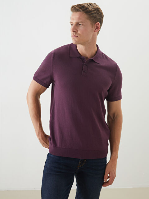 LCWAIKIKI Classic سترة تريكو بياقة بولو وكم قصير للرجال - S5PD04Z8-HHD