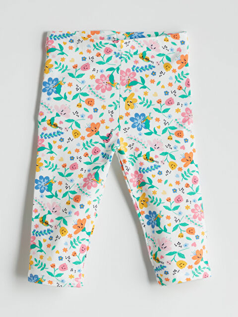 LCW Kids Beli Lastikli Çiçekli Kız Çocuk Tayt - S5PD09Z1-LRA