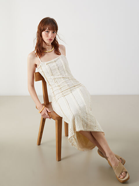 LCW Vision Kare Yaka Dantel Detaylı Boho Elbise - S5PD48Z8-R9J