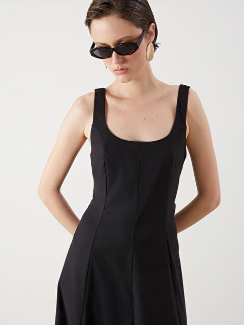 LCW Vision Kare Yaka Pileli Poplin Elbise - S5PD52Z8-CVL