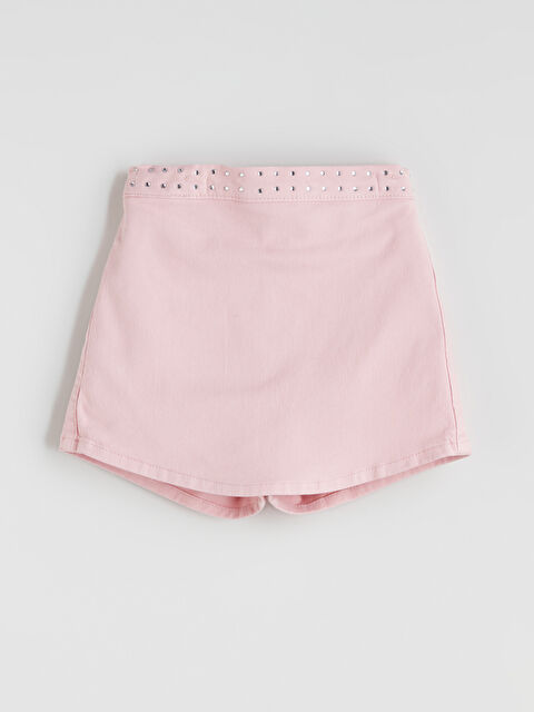 LCW Kids Beli Lastikli Kız Çocuk Jean Şort Etek - S5PD63Z1-G0U