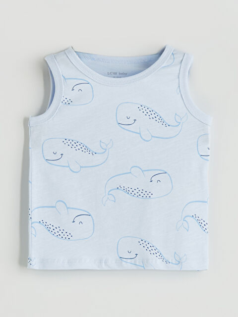 LCW baby Bisiklet Yaka Baskılı Erkek Bebek Atlet - S5PE11Z1-LQT