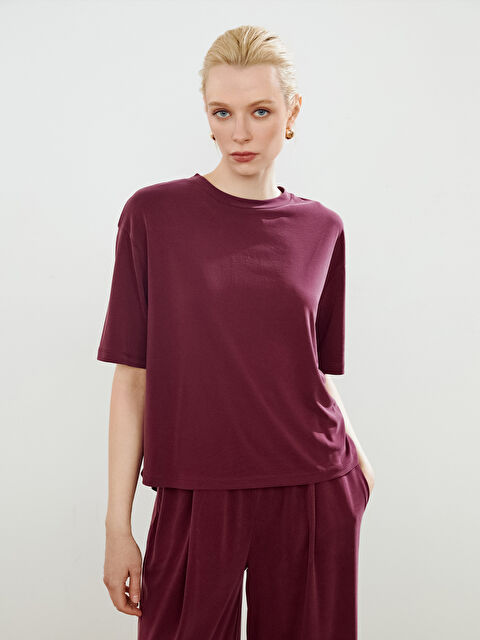 Soulife Bisiklet Yaka Modal Karışımlı Kadın Tişört - S5PE41Z8-CZF