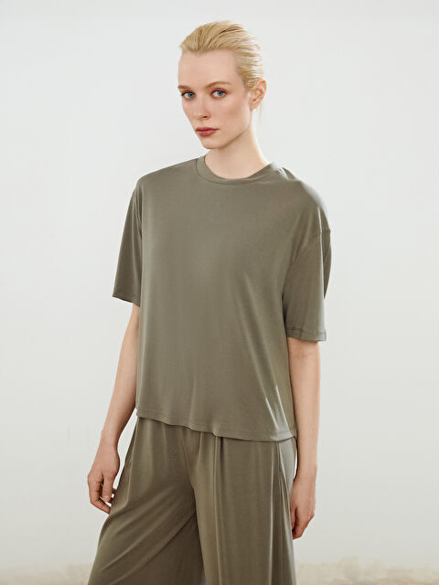 Soulife Bisiklet Yaka Modal Karışımlı Kadın Tişört - S5PE41Z8-D2T