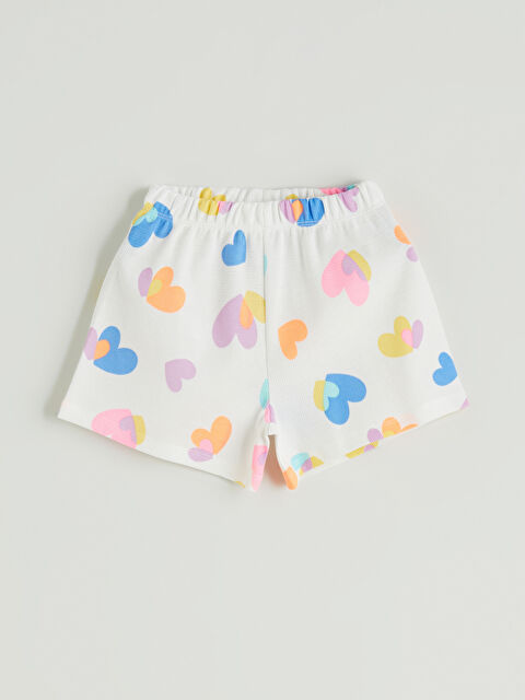 LCW Kids Beli Lastikli Kalp Baskılı Kız Çocuk Şort - S5PE63Z1-LRA