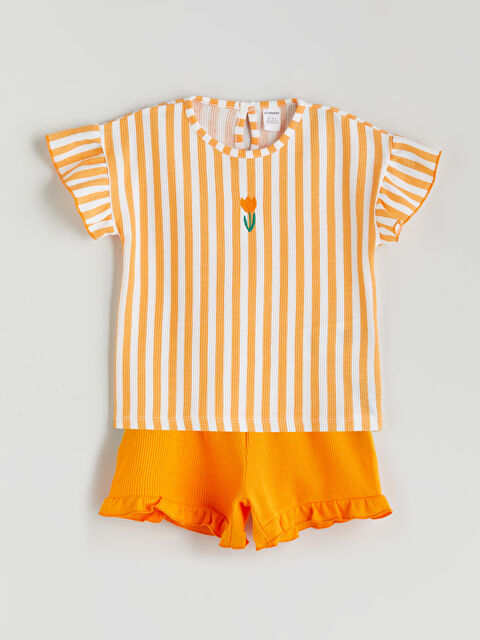 LCW Kids Çiçekli Kız Çocuk Tişört ve Şort 2'li - S5PE72Z1-E53