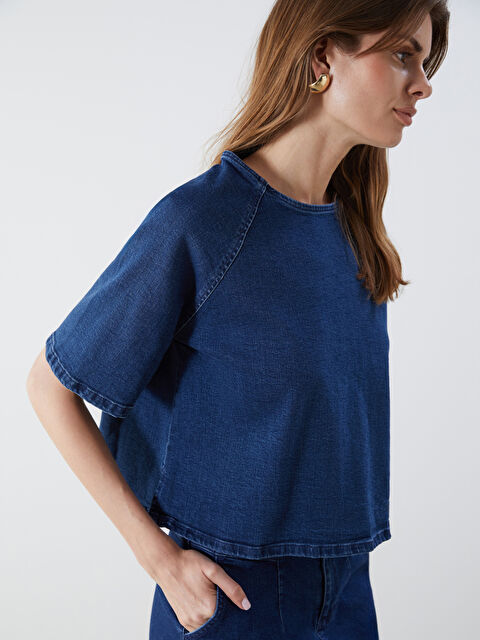 Natuvera Bisiklet Yaka Jean Bluz - S5PE73Z8-YZA