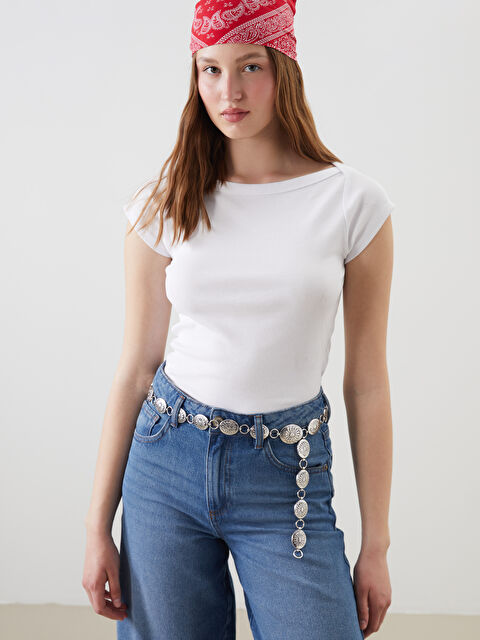 XSIDE Kayık Yaka Kadın Tişört - S5PE76Z8-Q6K