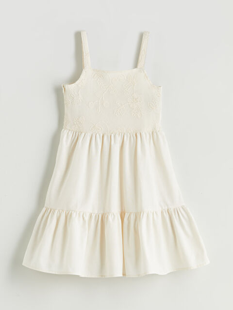 LCW Kids Kare Yaka Çiçekli Kız Çocuk Elbise - S5PE86Z4-FDL