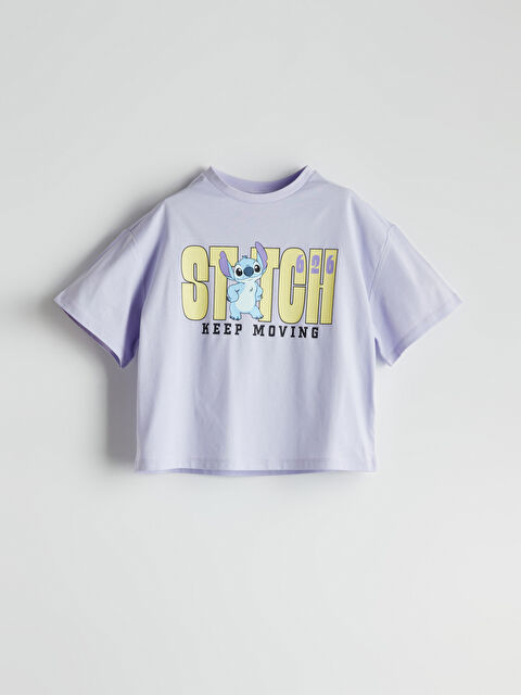 LCW Kids Bisiklet Yaka Stitch Baskılı Kız Çocuk Tişört - S5PF46Z4-VZE