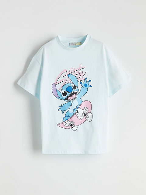 LCW Kids Bisiklet Yaka Stitch Baskılı Kız Çocuk Tişört - S5PF57Z4-QVV