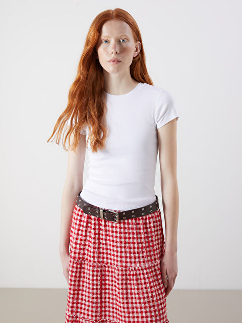 XSIDE Bisiklet Yaka Kadın Tişört - S5PG07Z8-Q6K