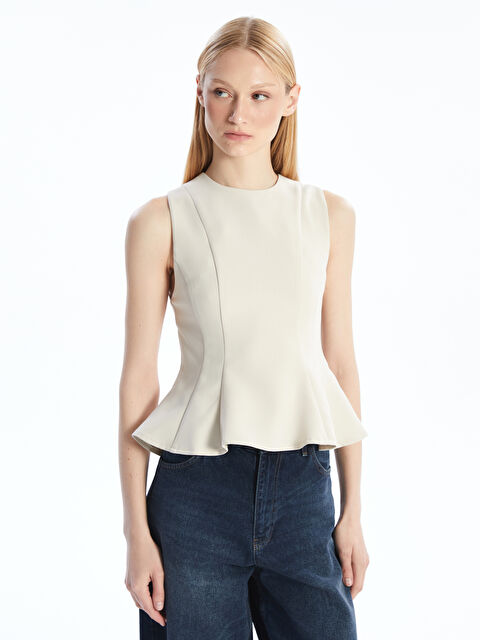 LCW Vision Bisiklet Yaka Peplum Bluz - S5PG10Z8-F0B