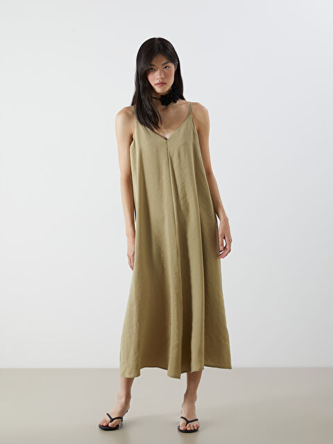 XSIDE V Yaka Modal Karışımlı Elbise - S5PG25Z8-CTA