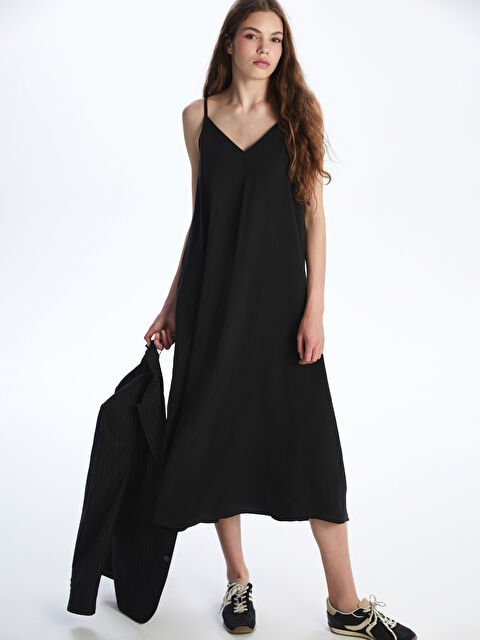 XSIDE V Yaka Modal Karışımlı Elbise - S5PG25Z8-CVL