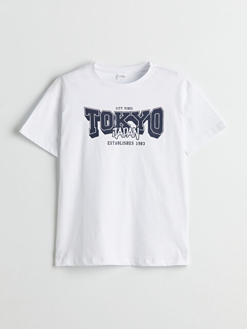 LCW Kids Bisiklet Yaka Tokyo Baskılı Erkek Çocuk Pijama Üst