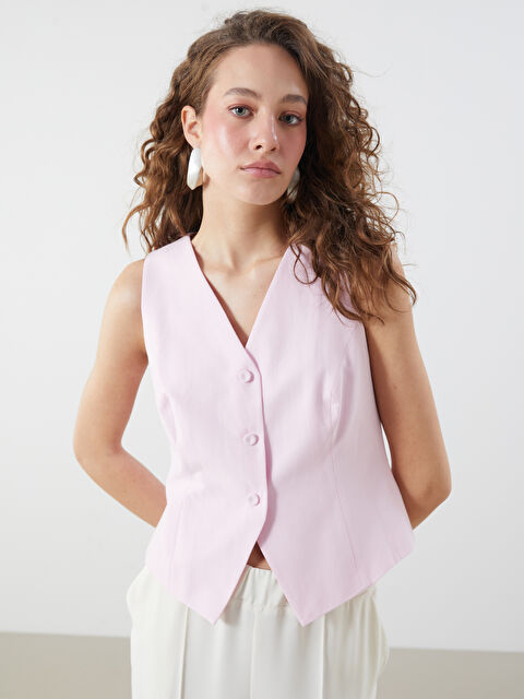 LCWAIKIKI Classic V-ს ფორმის დეკოლტე ქალებისთვის კლასიკური ჟილეტი - S5PI10Z8-DRH