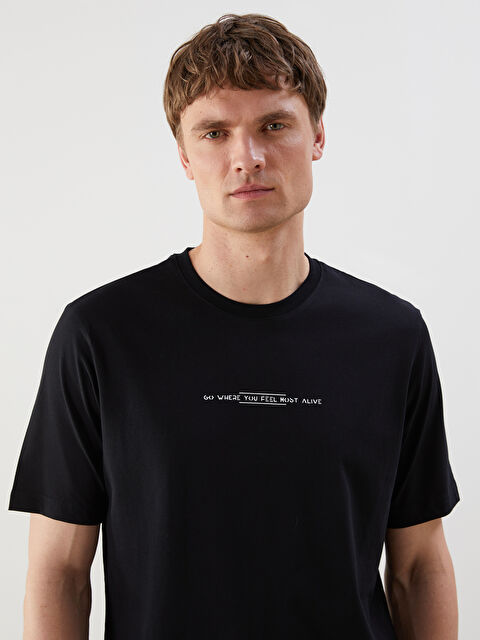 LCWAIKIKI Classic Bisiklet Yaka Baskılı Penye Erkek Tişört - S5PI69Z8-CVL