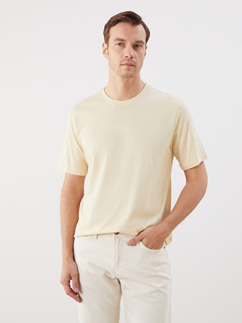 LCWAIKIKI Classic Bisiklet Yaka Baskılı Penye Erkek Tişört - S5PI69Z8-FQC